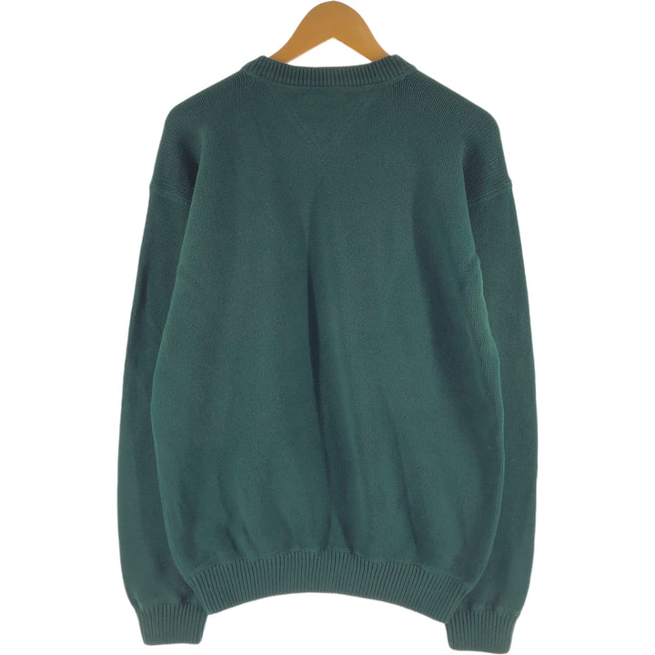 Tommy Hilfiger Cotton Knit Sweater, Men's Size L cotton Green type dark green Vintage Second Hand