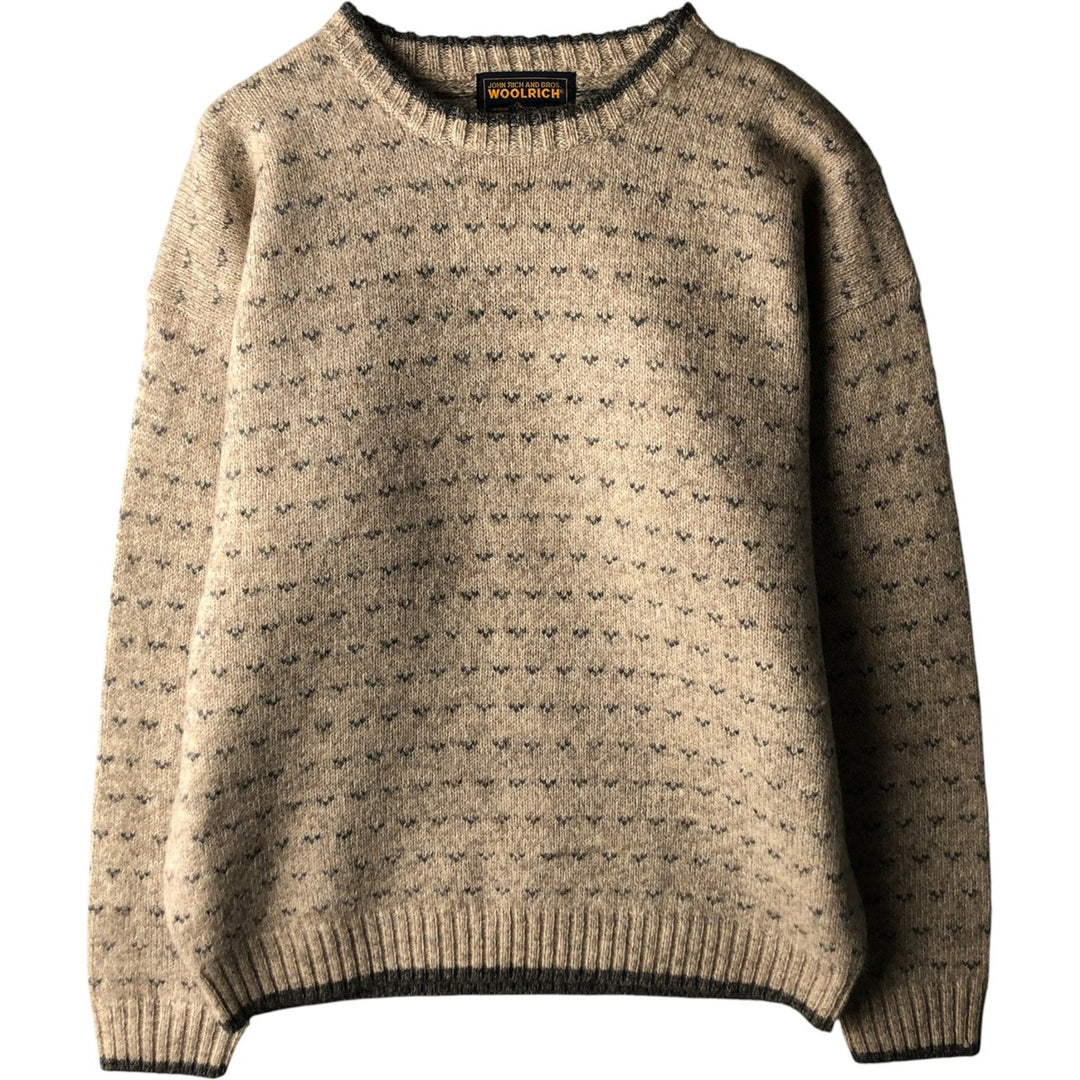 2000'S WOOLRICH Birdseye Pattern Wool Knit Sweater, Men's XL wool Beige type Vintage Second Hand
