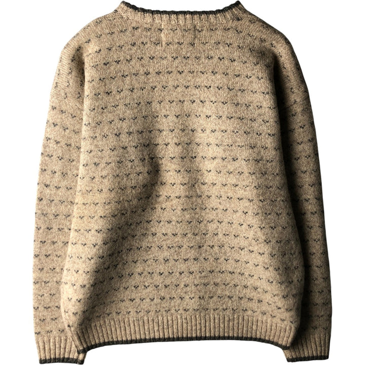 2000'S WOOLRICH Birdseye Pattern Wool Knit Sweater, Men's XL wool Beige type Vintage Second Hand
