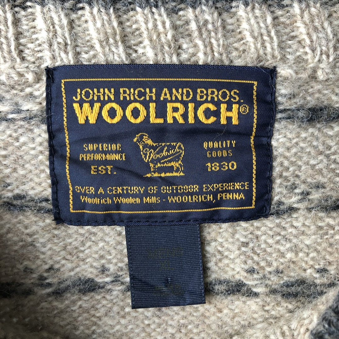 2000'S WOOLRICH Birdseye Pattern Wool Knit Sweater, Men's XL wool Beige type Vintage Second Hand