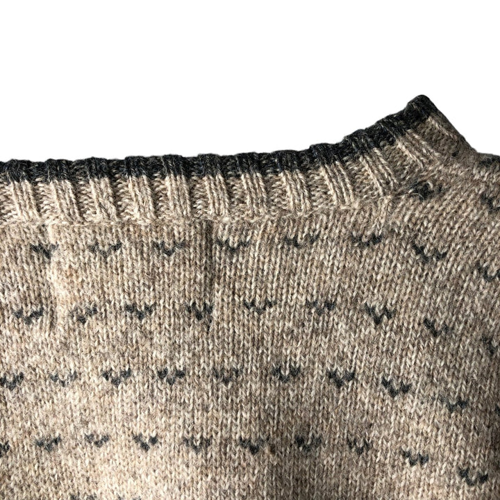 2000'S WOOLRICH Birdseye Pattern Wool Knit Sweater, Men's XL wool Beige type Vintage Second Hand