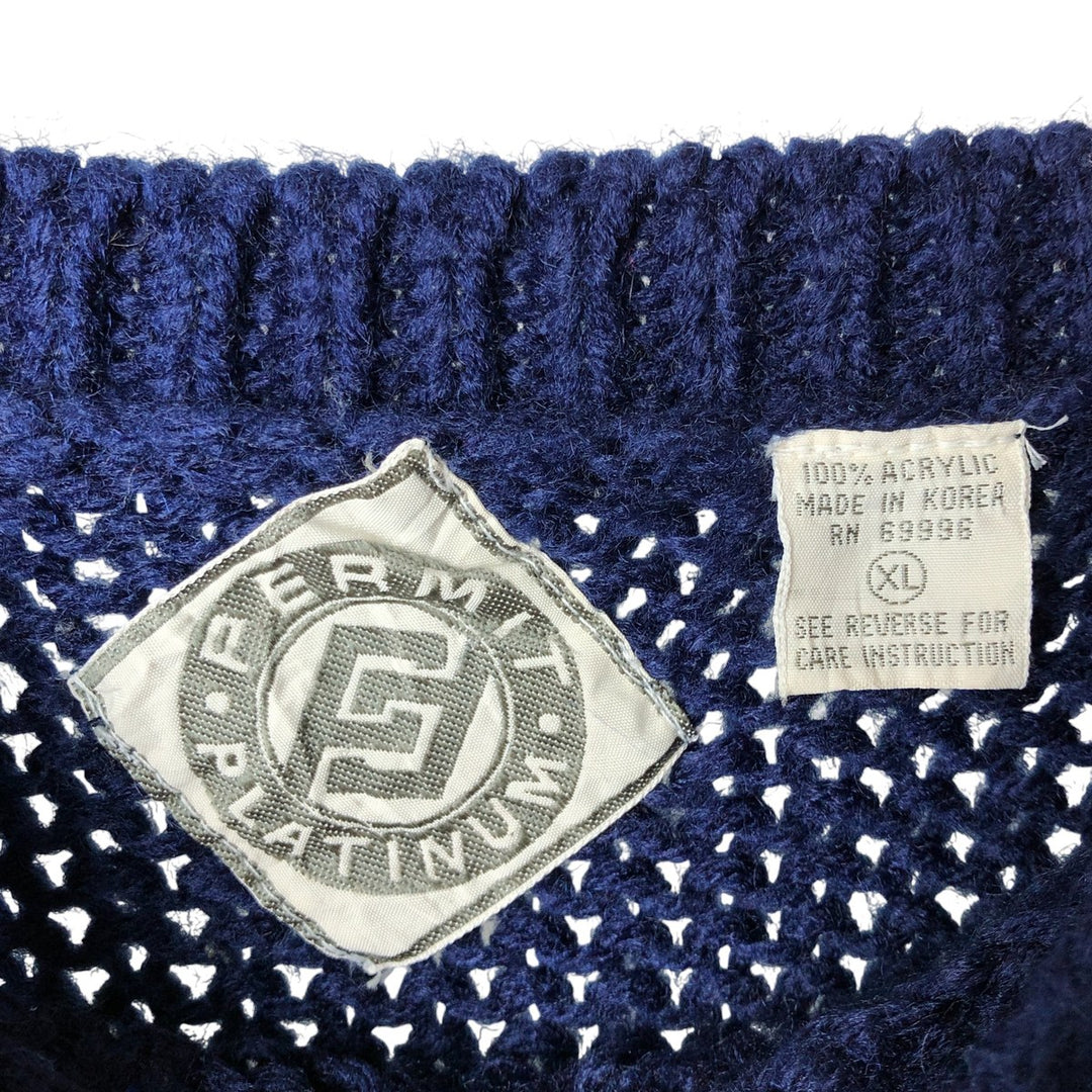 PERMIT PLATINUM All-Over Print Acrylic Knit Sweater, Men's Size XL acrylic blue type Vintage Second Hand