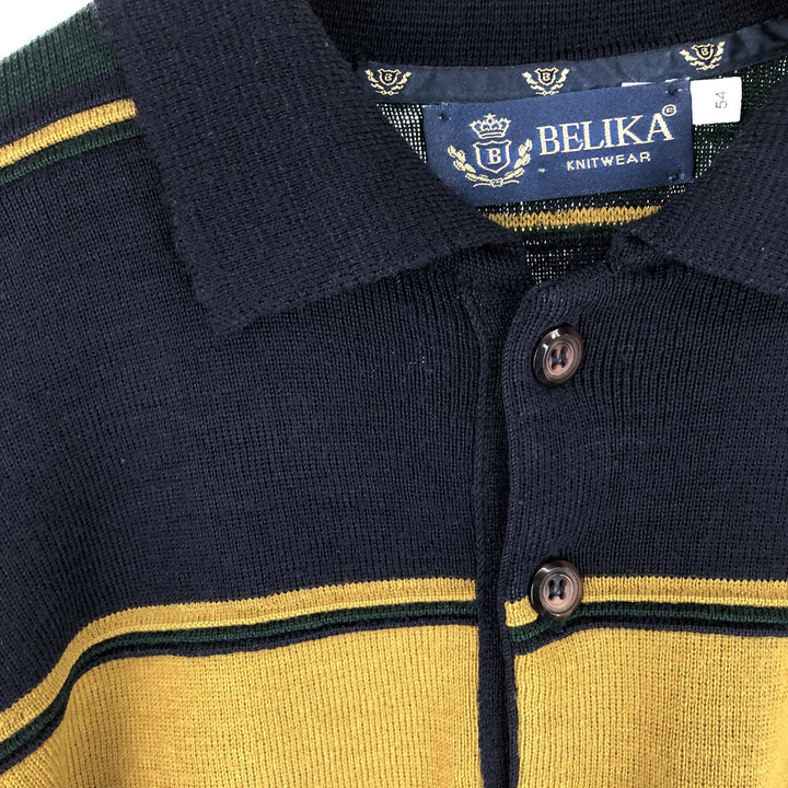 BELIKA Border Pattern Polo Knit Sweater Men's XL Size /eaa455915