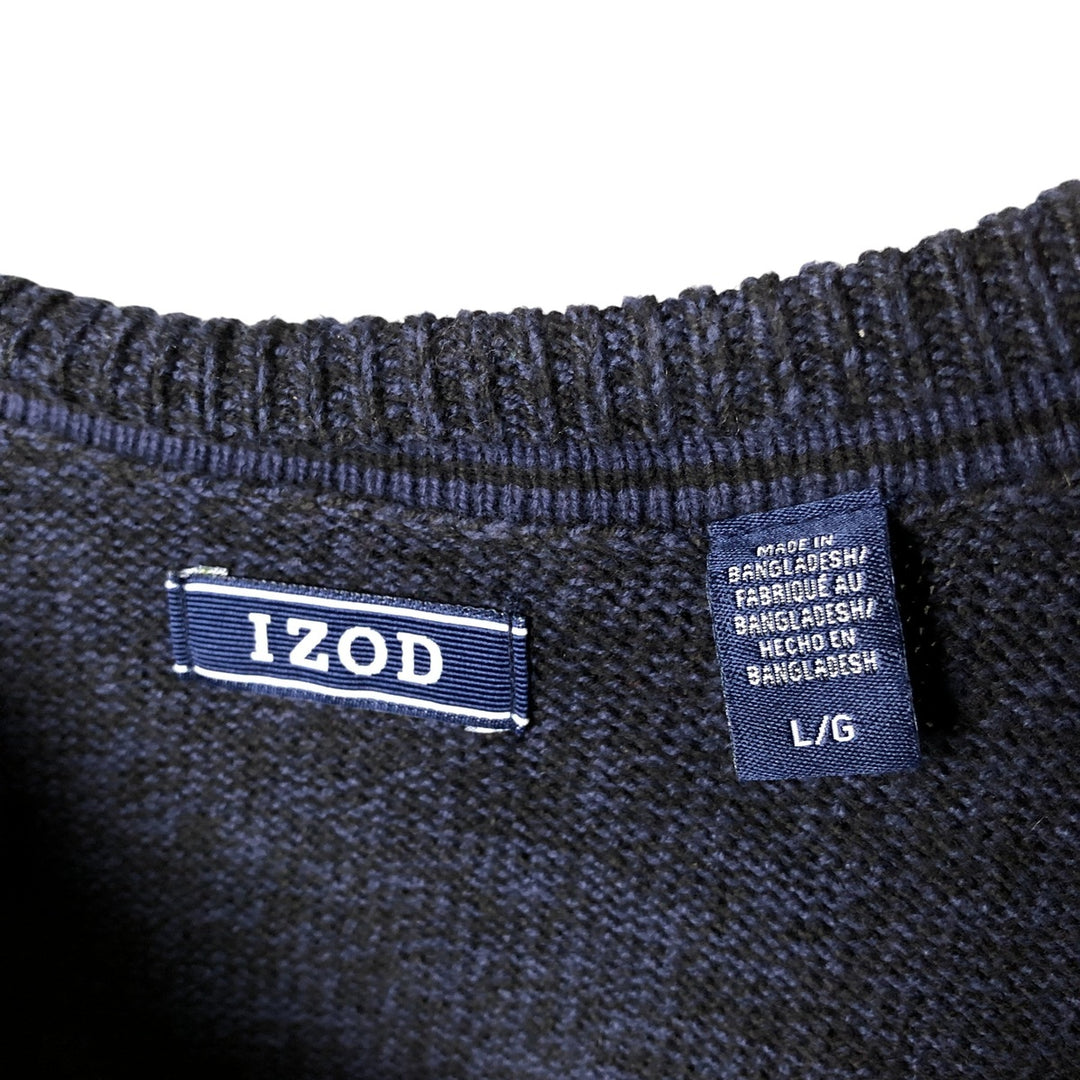 IZOD knit sweater, men's size L unclear navy blue type Vintage Second Hand