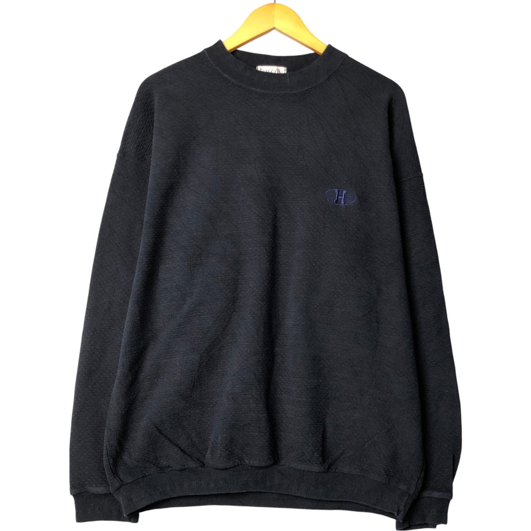 ASH CITY Cotton Knit Sweater, Made in Canada, Men's Size L cotton navy blue type Vintage Second Hand