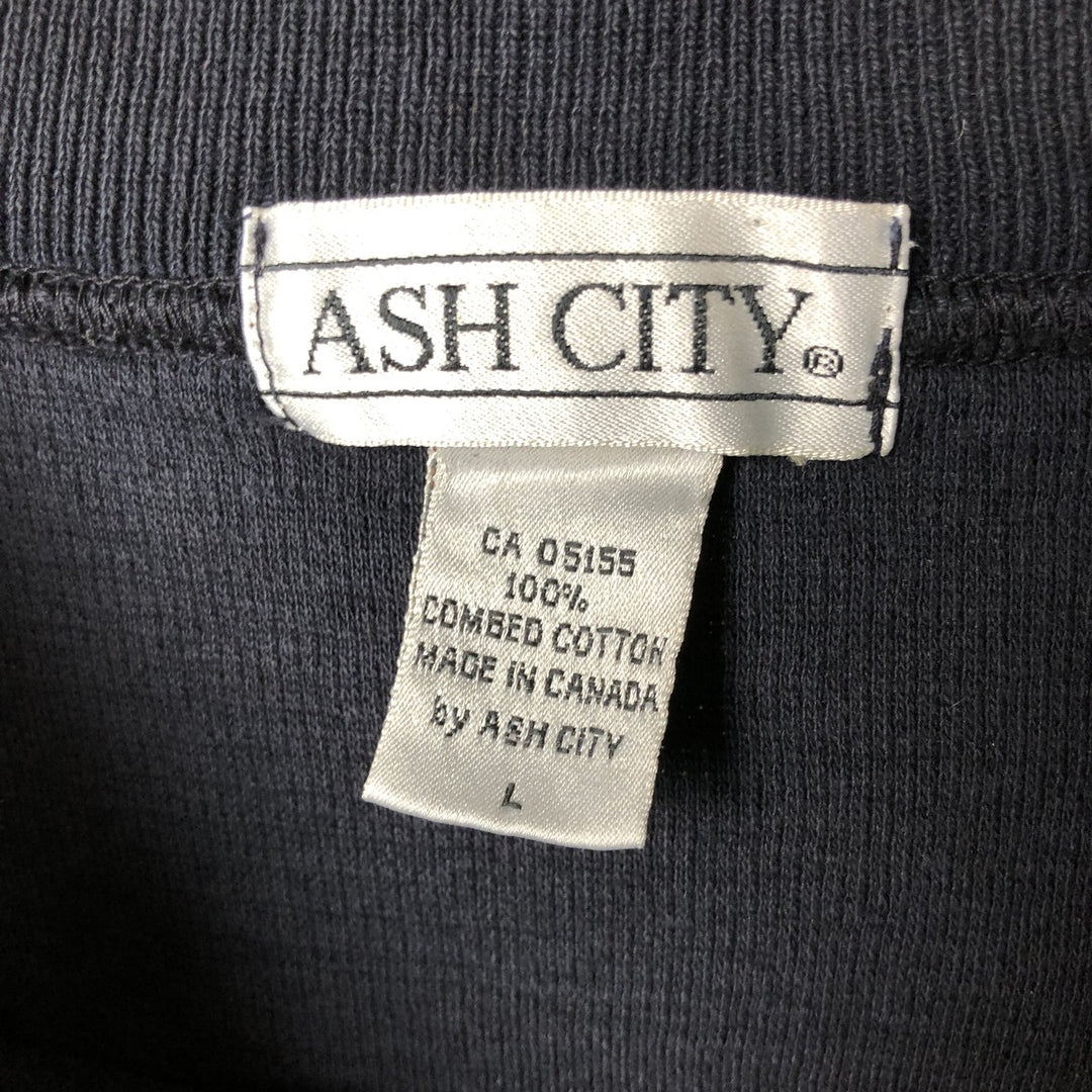ASH CITY Cotton Knit Sweater, Made in Canada, Men's Size L cotton navy blue type Vintage Second Hand