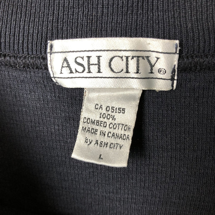 ASH CITY Cotton Knit Sweater, Made in Canada, Men's Size L cotton navy blue type Vintage Second Hand