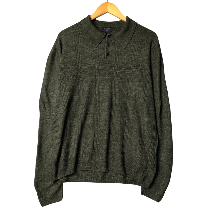 Dockers Polo Knit Sweater, Men's XL Size acrylic dark green Vintage Second Hand
