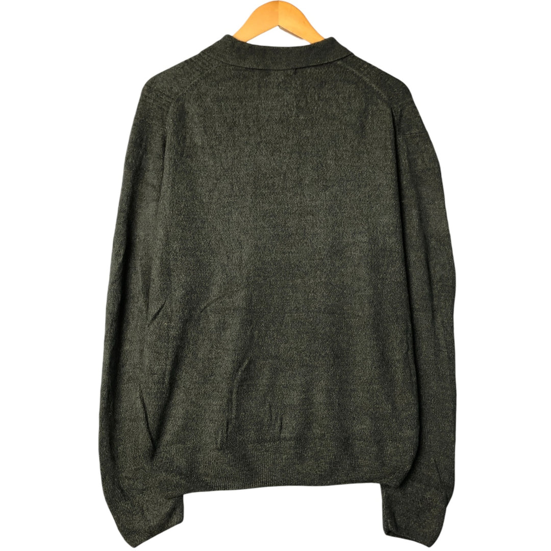 Dockers Polo Knit Sweater, Men's XL Size acrylic dark green Vintage Second Hand