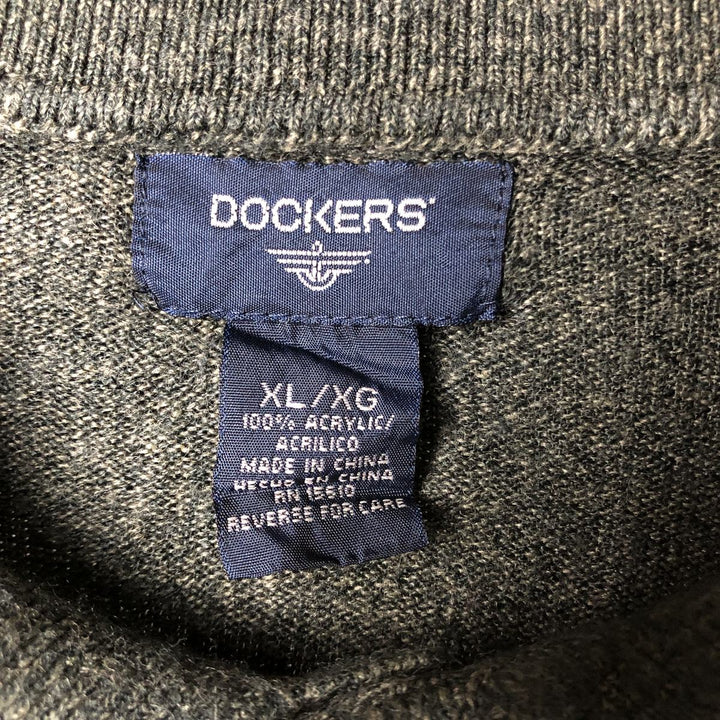Dockers Polo Knit Sweater, Men's XL Size acrylic dark green Vintage Second Hand