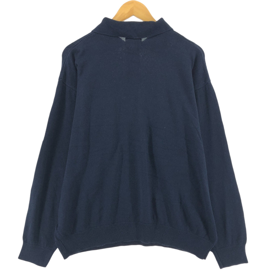 Charlie Argyle Pattern Polo Knit Sweater, Men's Size L unclear navy blue type Vintage Second Hand