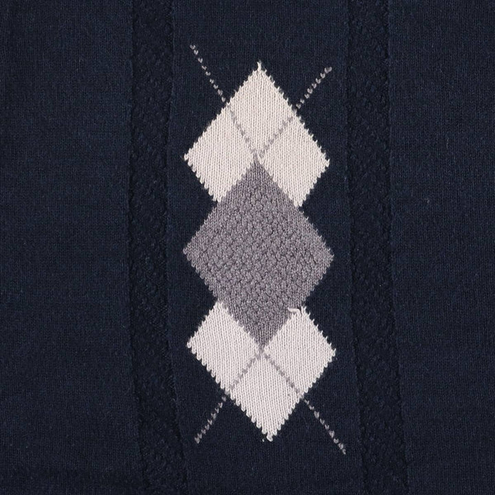 Charlie Argyle Pattern Polo Knit Sweater, Men's Size L unclear navy blue type Vintage Second Hand