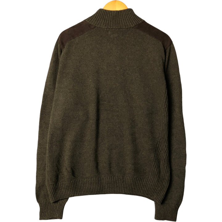 Haggar High-Neck Cotton Knit Half-Button Sweater, Men's Size M cotton Khaki type Vintage Second Hand