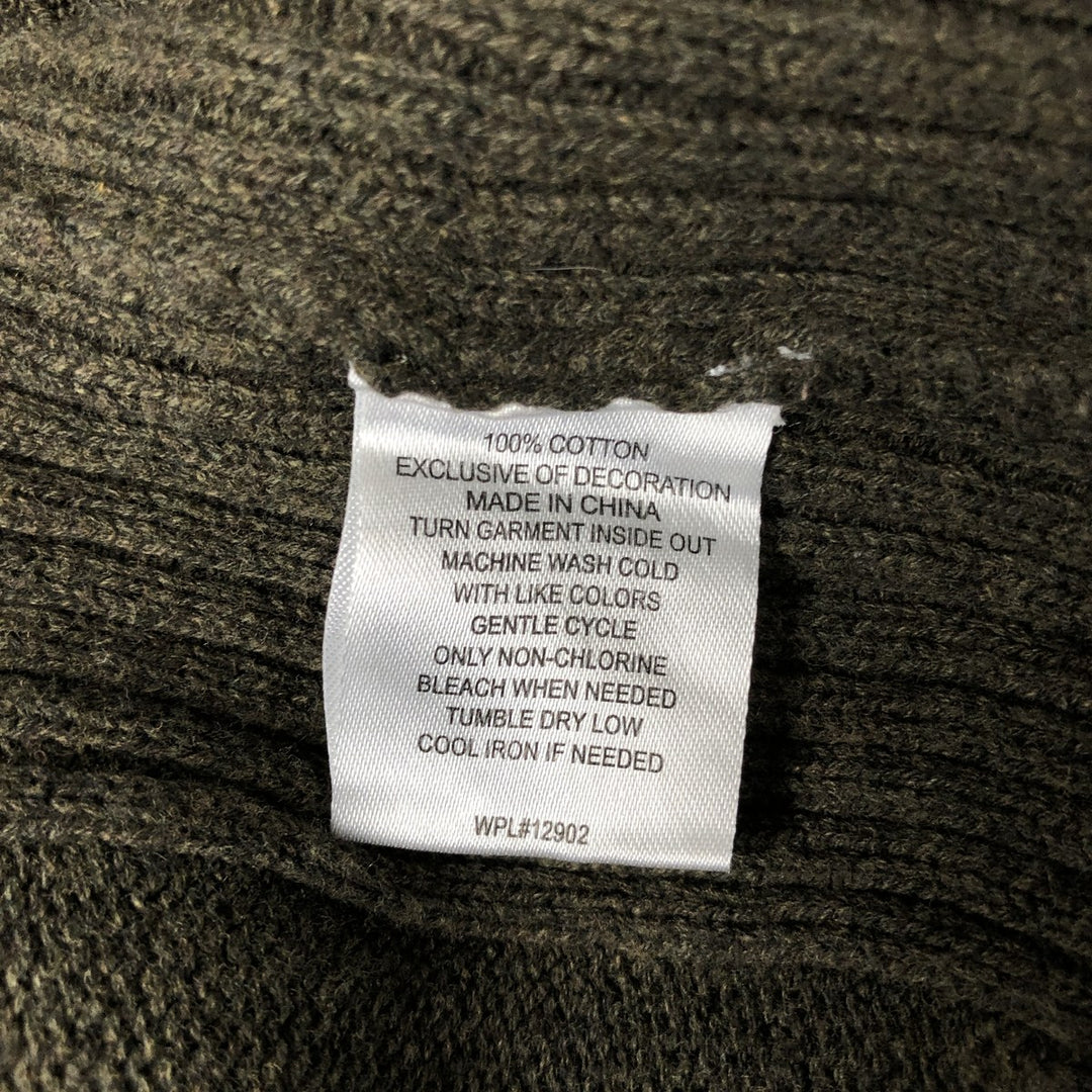 Haggar High-Neck Cotton Knit Half-Button Sweater, Men's Size M cotton Khaki type Vintage Second Hand