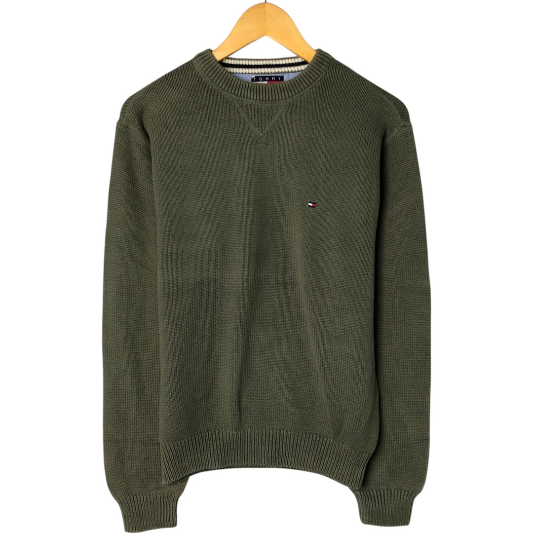 Tommy Hilfiger Cotton Knit Sweater, Men's Size S cotton Khaki type sage green Vintage Second Hand