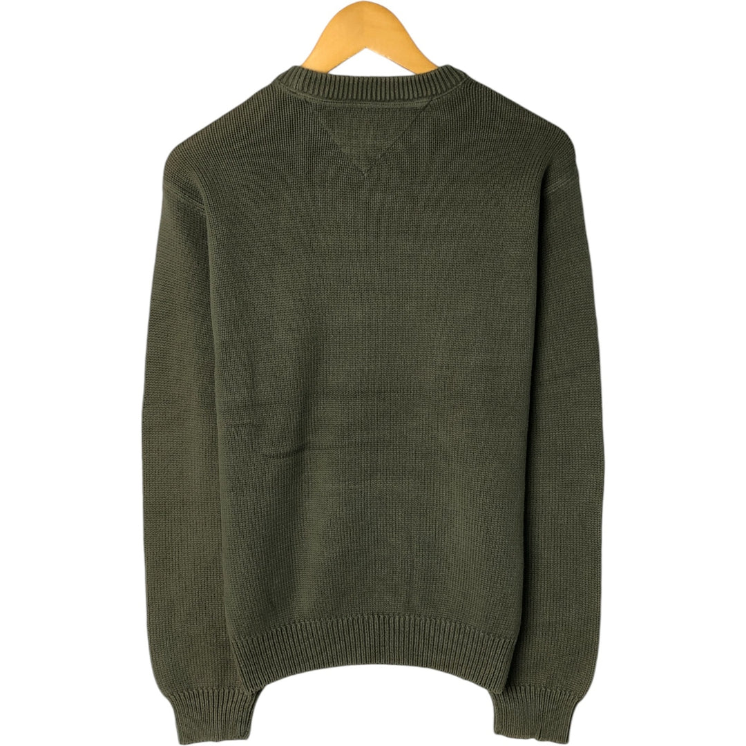 Tommy Hilfiger Cotton Knit Sweater, Men's Size S cotton Khaki type sage green Vintage Second Hand