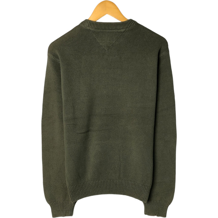 Tommy Hilfiger Cotton Knit Sweater, Men's Size S cotton Khaki type sage green Vintage Second Hand