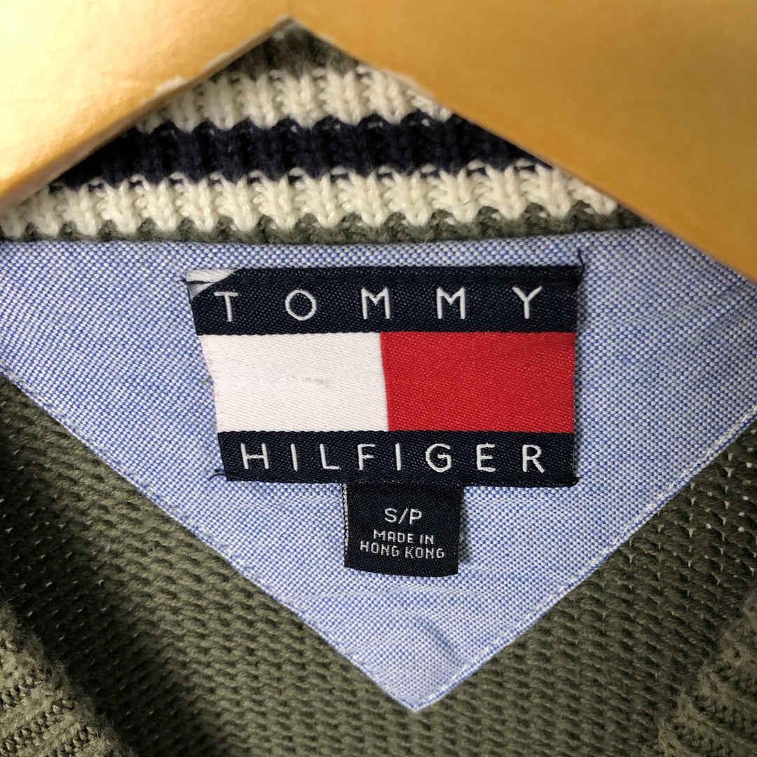 Tommy Hilfiger Cotton Knit Sweater, Men's Size S cotton Khaki type sage green Vintage Second Hand