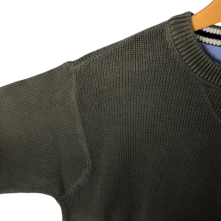 Tommy Hilfiger Cotton Knit Sweater, Men's Size S cotton Khaki type sage green Vintage Second Hand