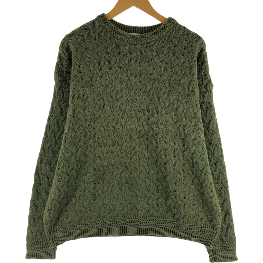 80'S Banana Republic Cable Knit Cotton Sweater Made in USA Men's Size L Vintage cotton green type Vintage Second Hand
