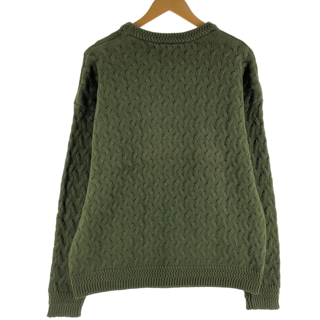 80'S Banana Republic Cable Knit Cotton Sweater Made in USA Men's Size L Vintage cotton green type Vintage Second Hand
