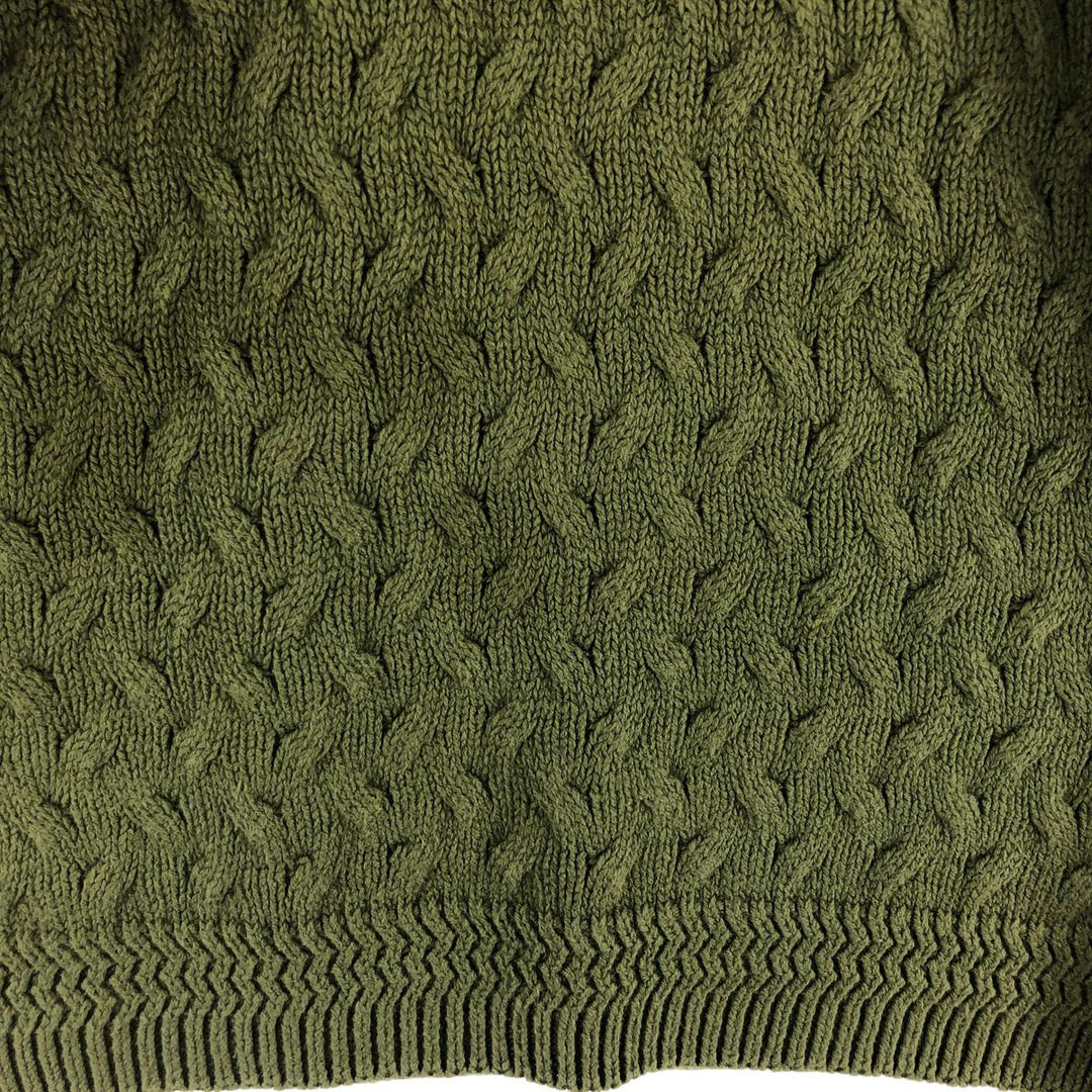 80'S Banana Republic Cable Knit Cotton Sweater Made in USA Men's Size L Vintage cotton green type Vintage Second Hand