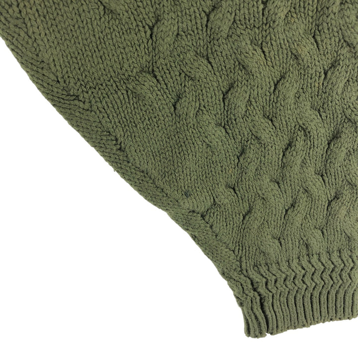 80'S Banana Republic Cable Knit Cotton Sweater Made in USA Men's Size L Vintage cotton green type Vintage Second Hand