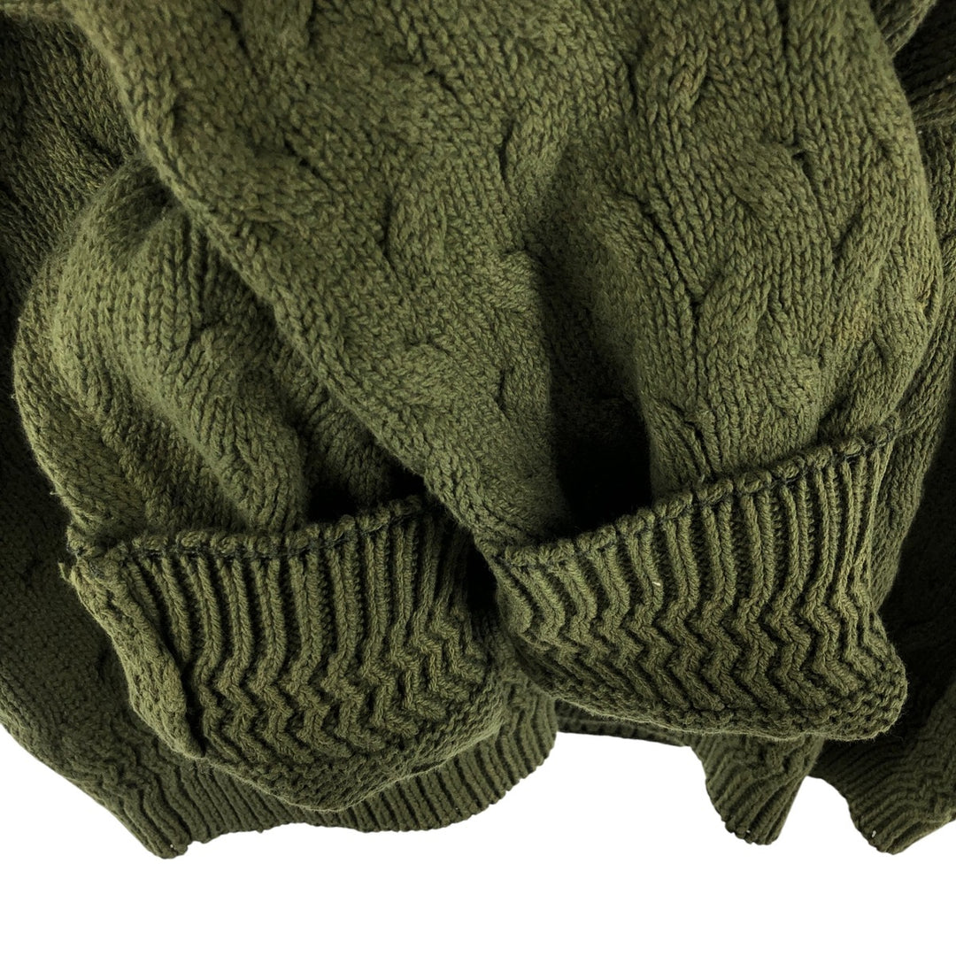 80'S Banana Republic Cable Knit Cotton Sweater Made in USA Men's Size L Vintage cotton green type Vintage Second Hand