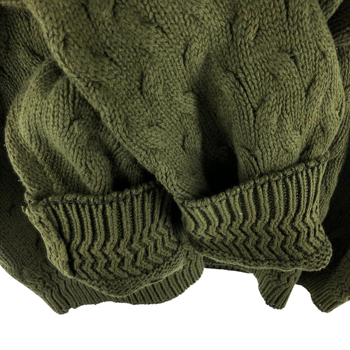 80'S Banana Republic Cable Knit Cotton Sweater Made in USA Men's Size L Vintage cotton green type Vintage Second Hand