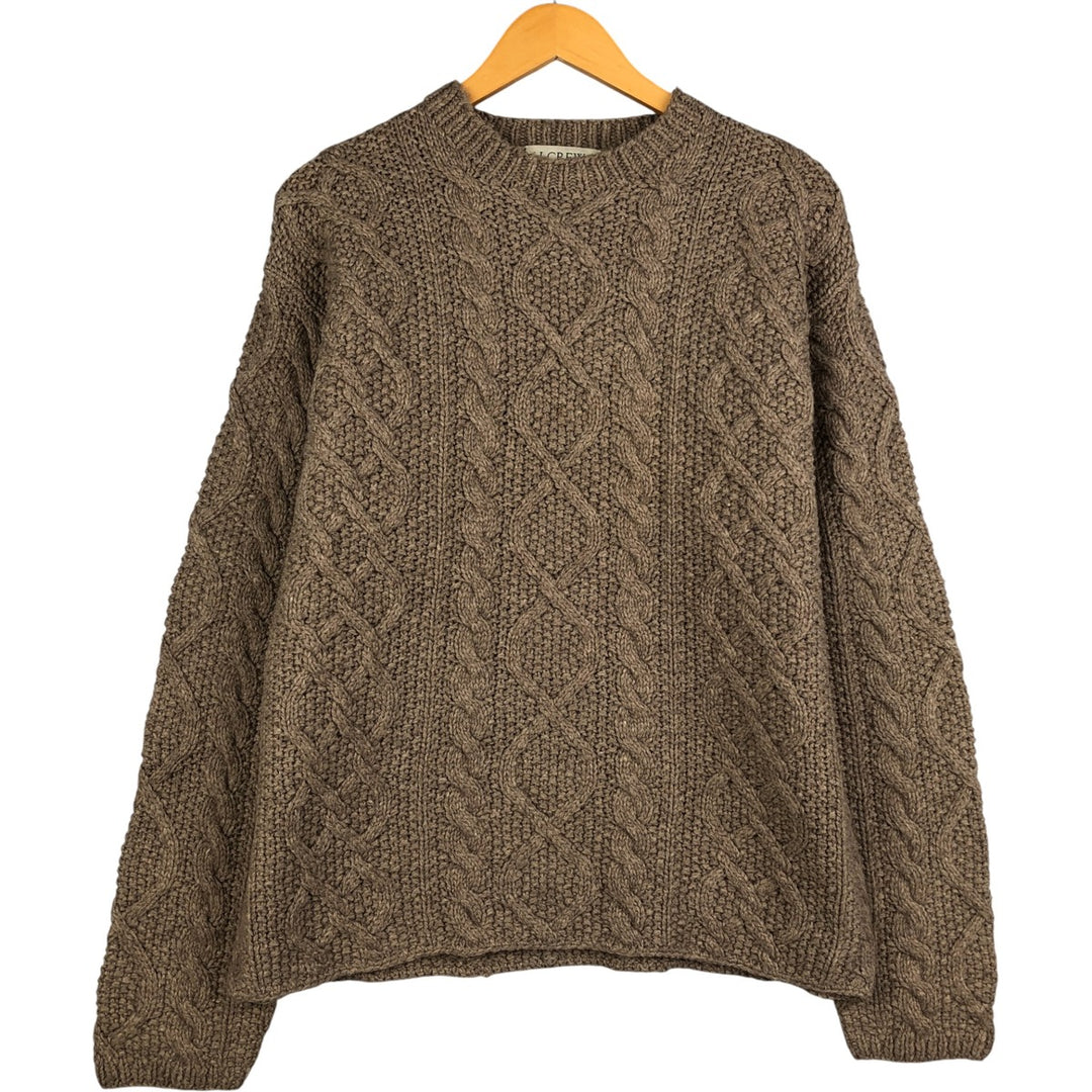 Vintage 90'S J.Crew HANDKNIT Fisherman Aran Knit Sweater, Men's Size Medium shetland wool gray type Vintage Second Hand