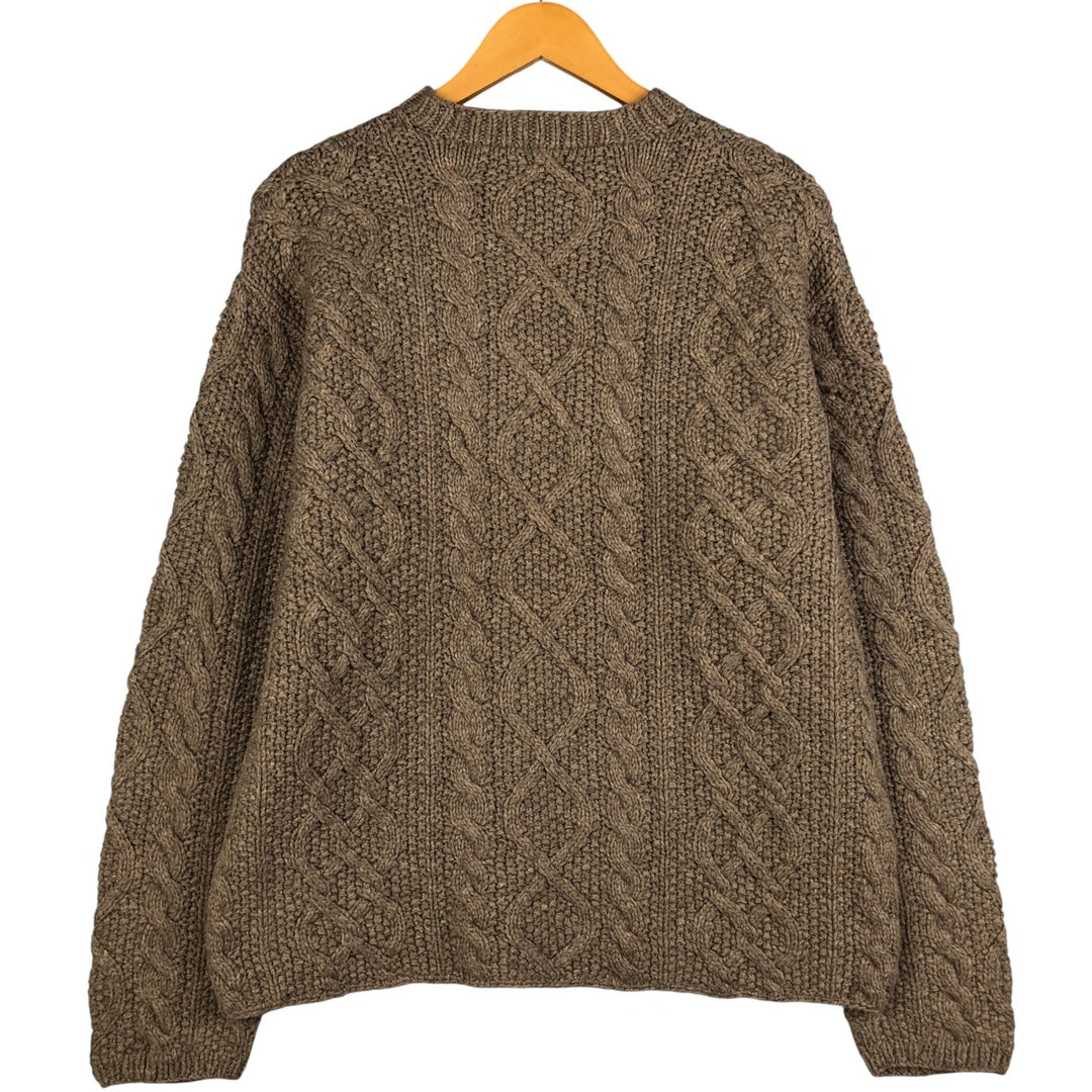 Vintage 90'S J.Crew HANDKNIT Fisherman Aran Knit Sweater, Men's Size Medium shetland wool gray type Vintage Second Hand