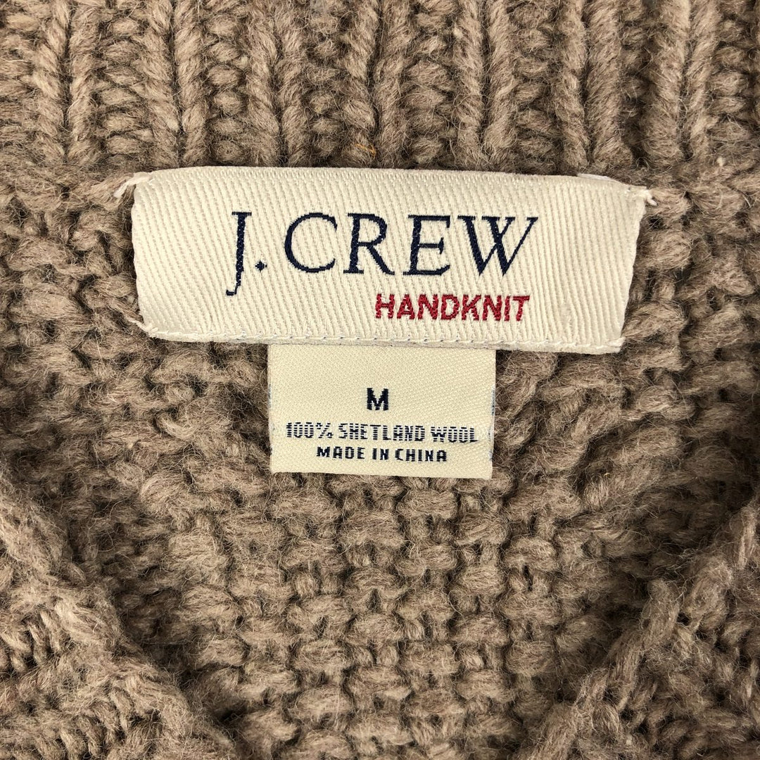 Vintage 90'S J.Crew HANDKNIT Fisherman Aran Knit Sweater, Men's Size Medium shetland wool gray type Vintage Second Hand