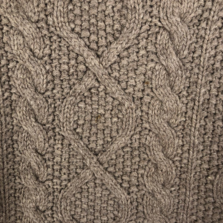 Vintage 90'S J.Crew HANDKNIT Fisherman Aran Knit Sweater, Men's Size Medium shetland wool gray type Vintage Second Hand