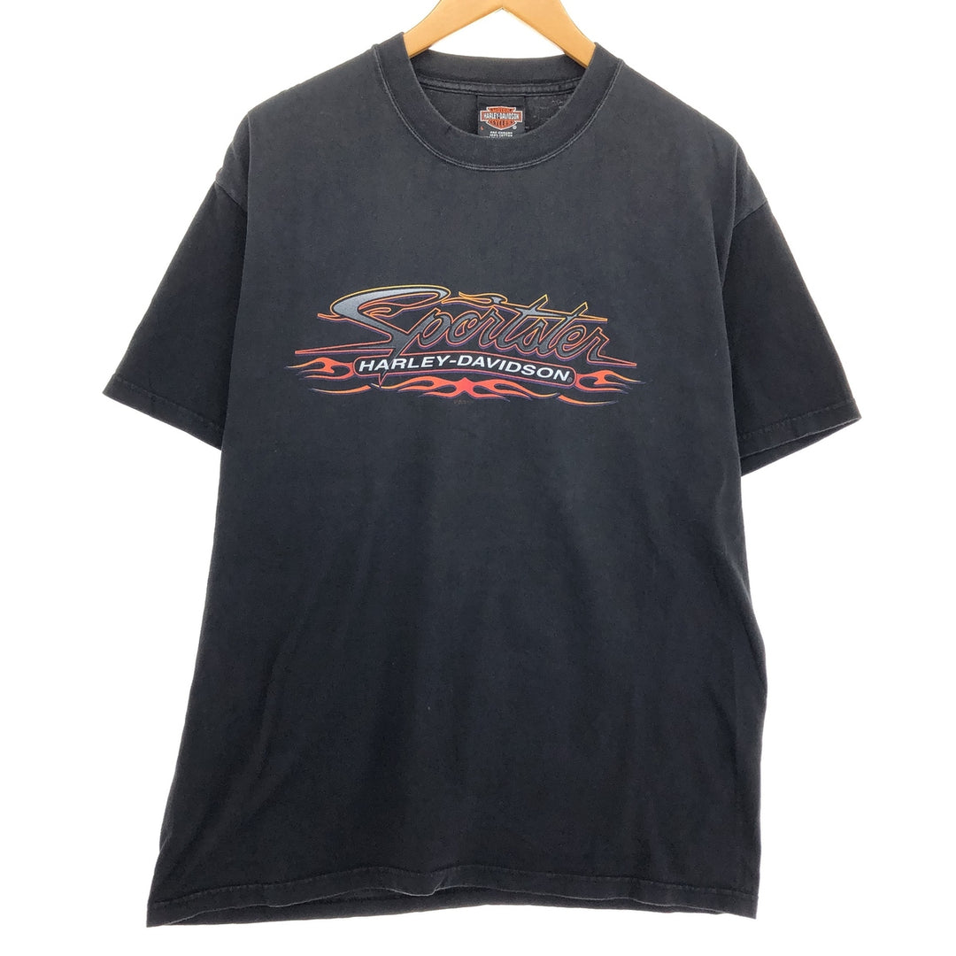 00'S Harley-Davidson Fire Pattern Motorcycle Bike T-Shirt Made in USA Men's L size /eaa456019