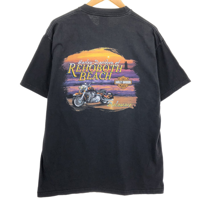 00'S Harley-Davidson Fire Pattern Motorcycle Bike T-Shirt Made in USA Men's L size /eaa456019