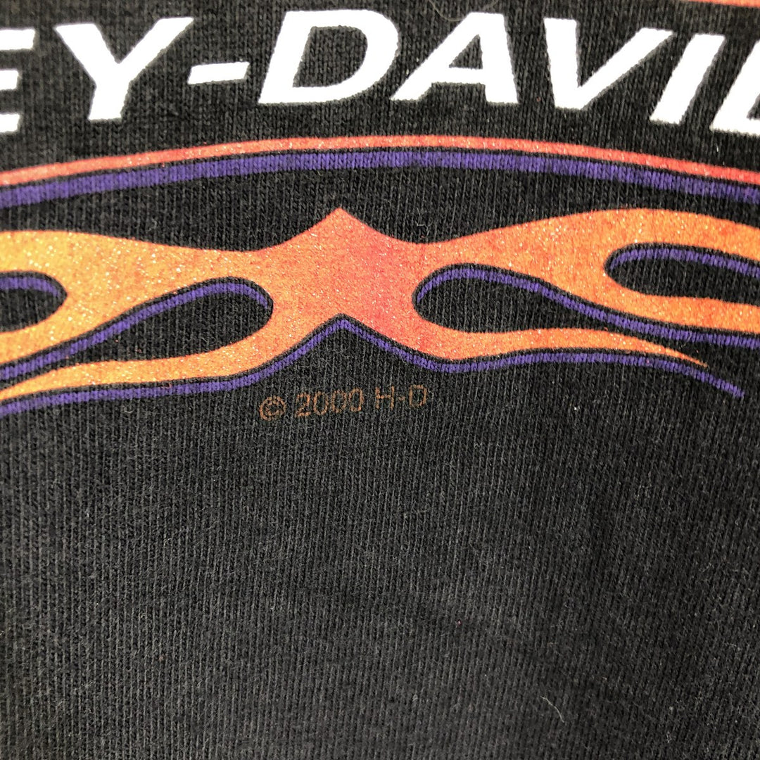 00'S Harley-Davidson Fire Pattern Motorcycle Bike T-Shirt Made in USA Men's L size /eaa456019