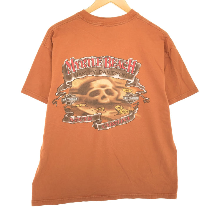 00'S Harley-Davidson Skull Pattern Motorcycle Bike T-shirt Made in USA Men's L size /eaa456021