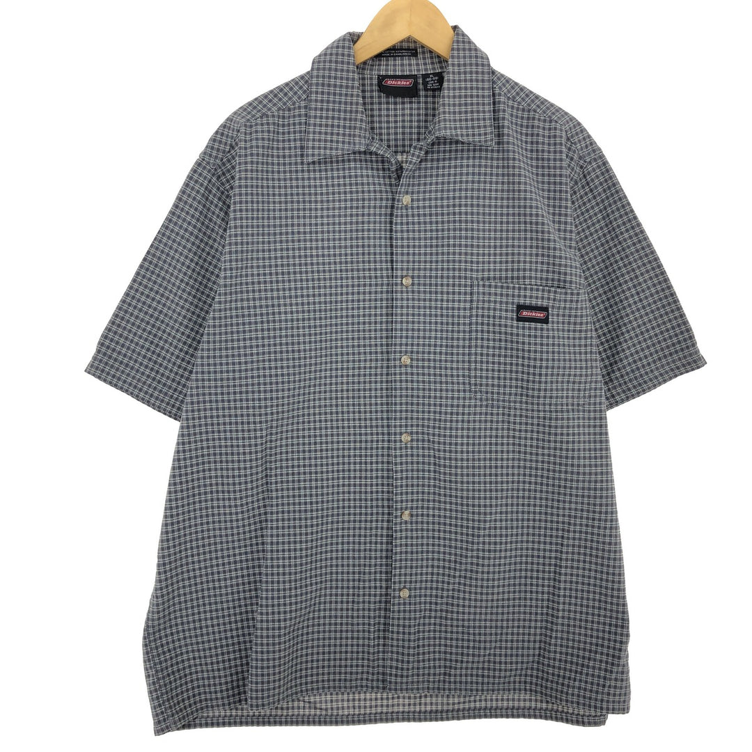 Dickies Check Pattern Short Sleeve Open Collar Cotton Shirt Men's XL /eaa456251