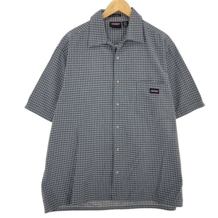 Dickies Check Pattern Short Sleeve Open Collar Cotton Shirt Men's XL /eaa456251