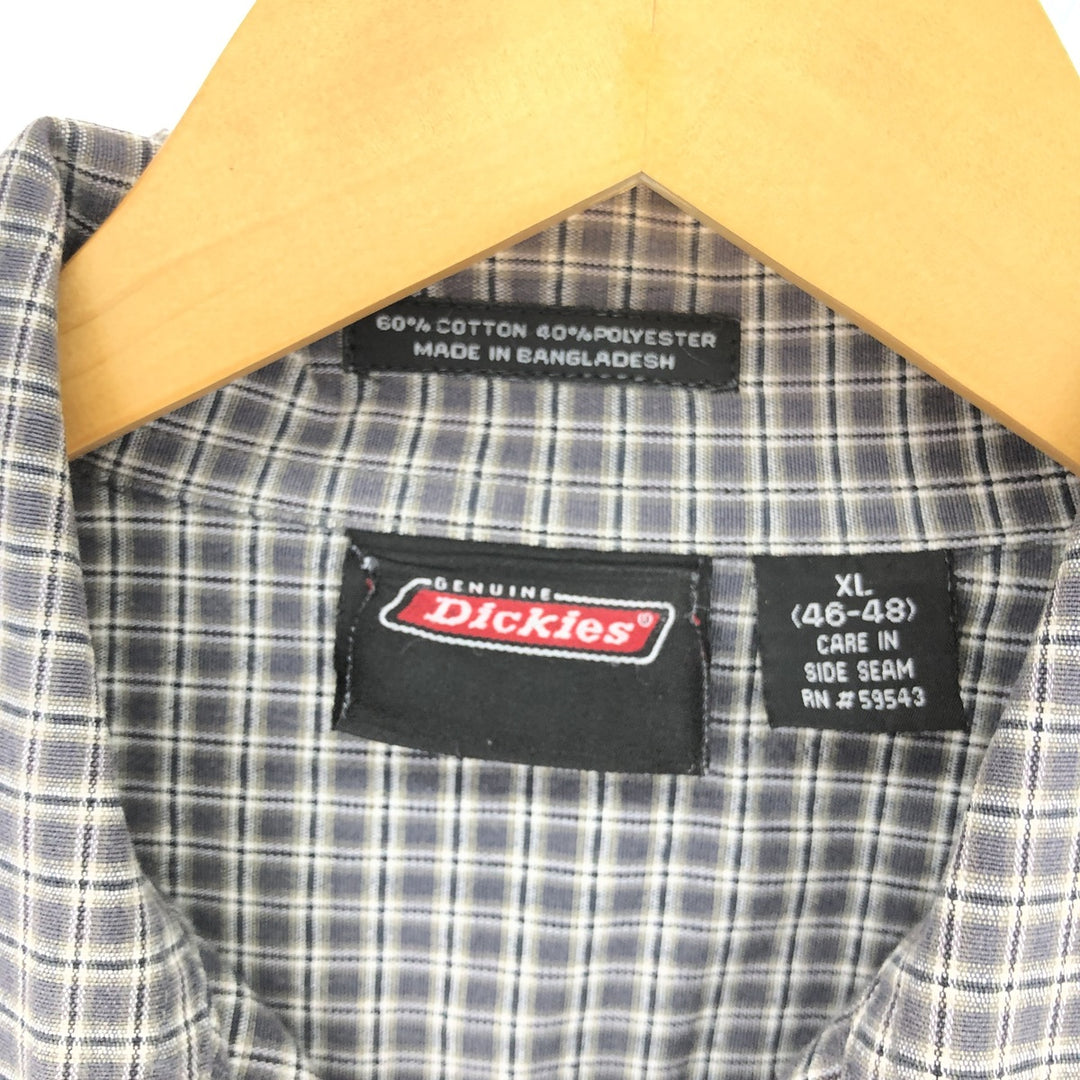 Dickies Check Pattern Short Sleeve Open Collar Cotton Shirt Men's XL /eaa456251