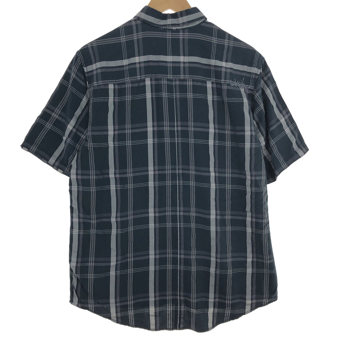 QUIKSILVER Check Pattern Short Sleeve Rayon Shirt Men's L /eaa456252