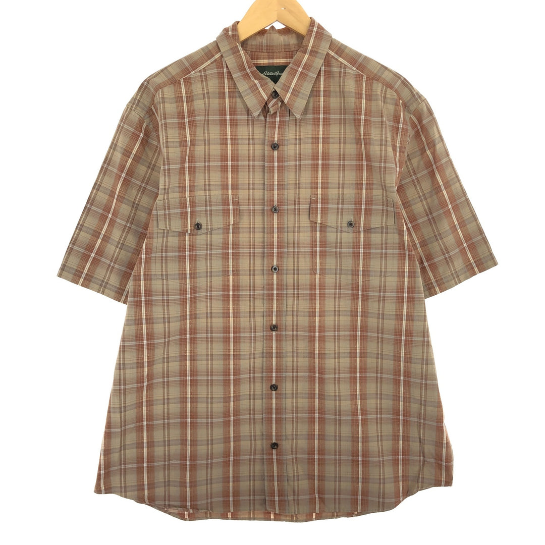 00'S Eddie Bauer Short Sleeve Cotton Check Shirt Men's L /eaa456254