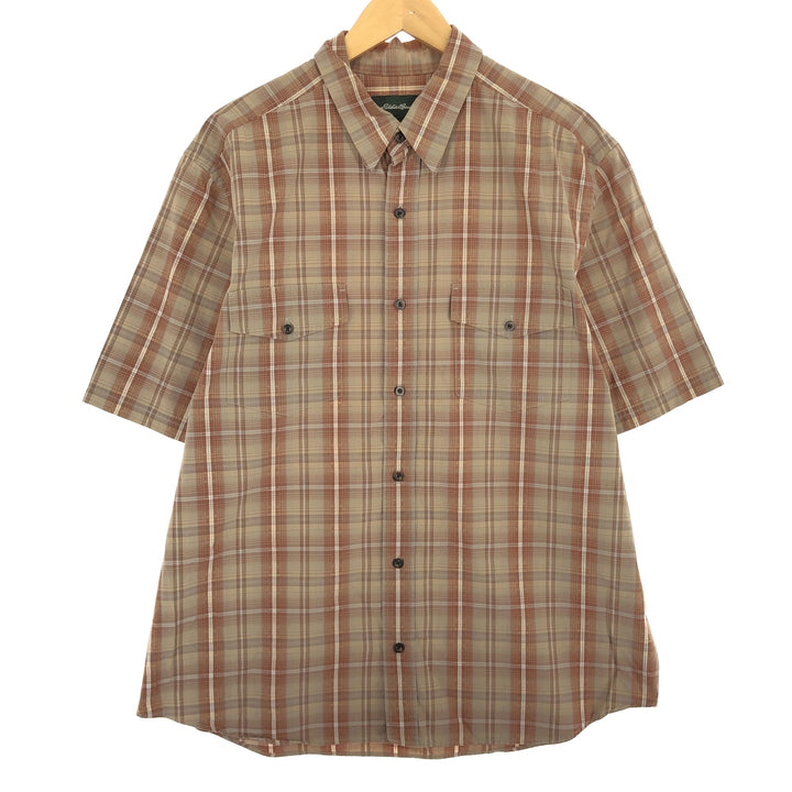 00'S Eddie Bauer Short Sleeve Cotton Check Shirt Men's L /eaa456254