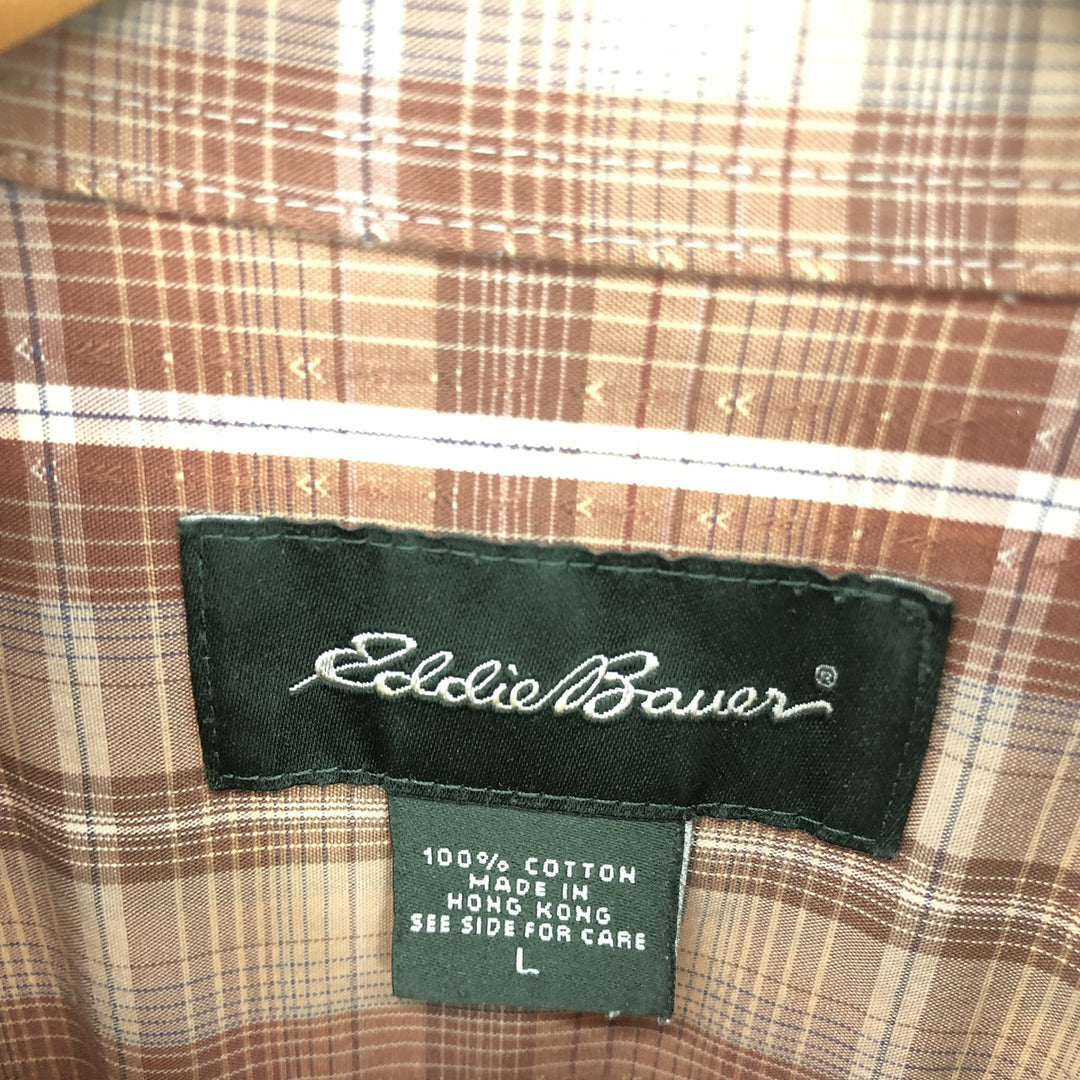 00'S Eddie Bauer Short Sleeve Cotton Check Shirt Men's L /eaa456254