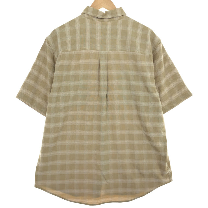 THE NORTH FACE Check Pattern Short Sleeve Polyester Shirt, Men's XL polyester ocher yellow type Vintage Second Hand