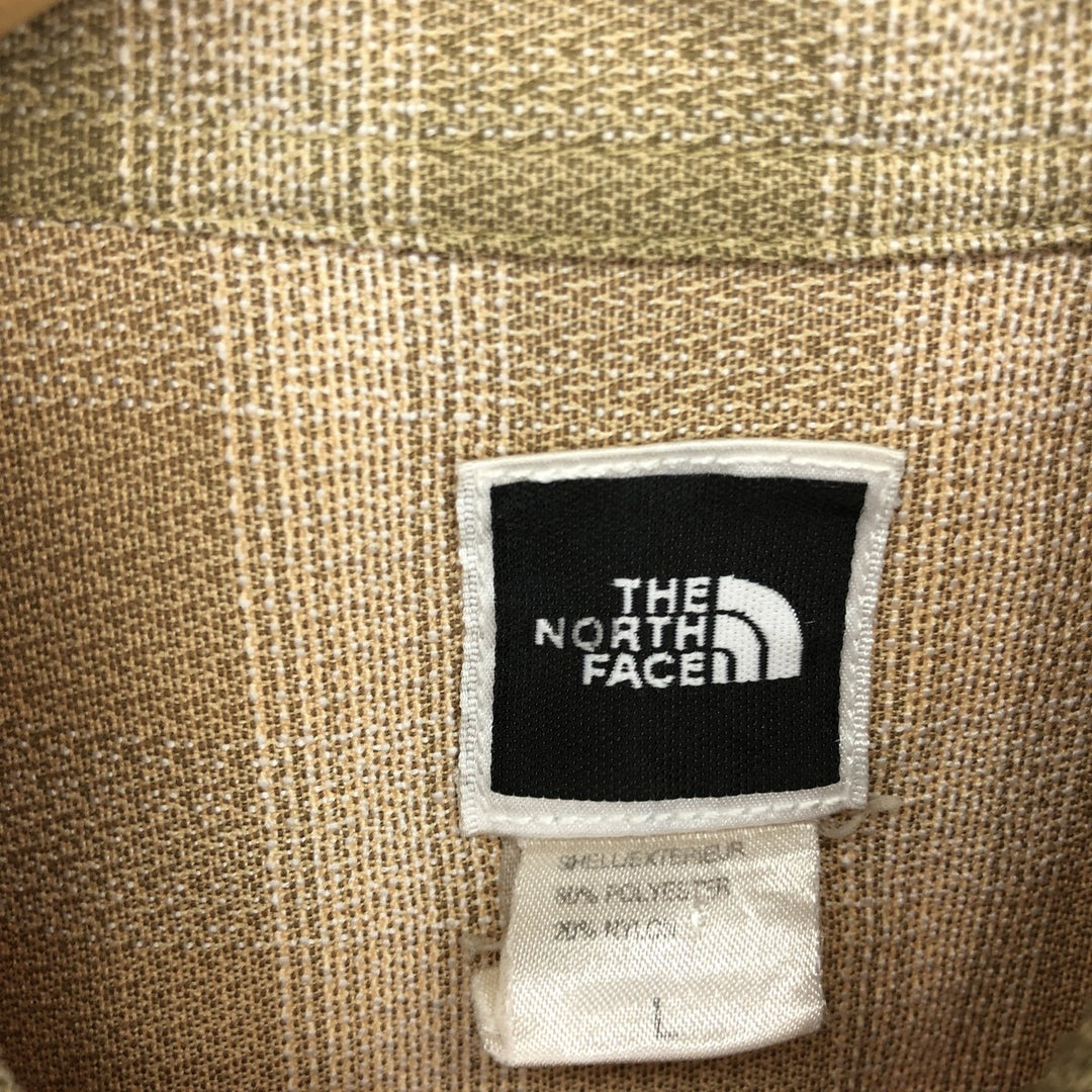 THE NORTH FACE Check Pattern Short Sleeve Polyester Shirt, Men's XL polyester ocher yellow type Vintage Second Hand