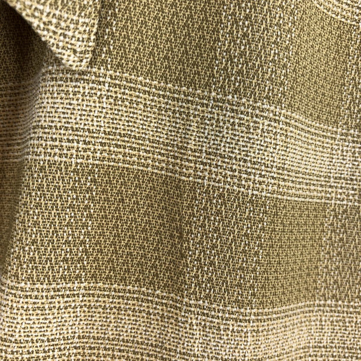 THE NORTH FACE Check Pattern Short Sleeve Polyester Shirt, Men's XL polyester ocher yellow type Vintage Second Hand