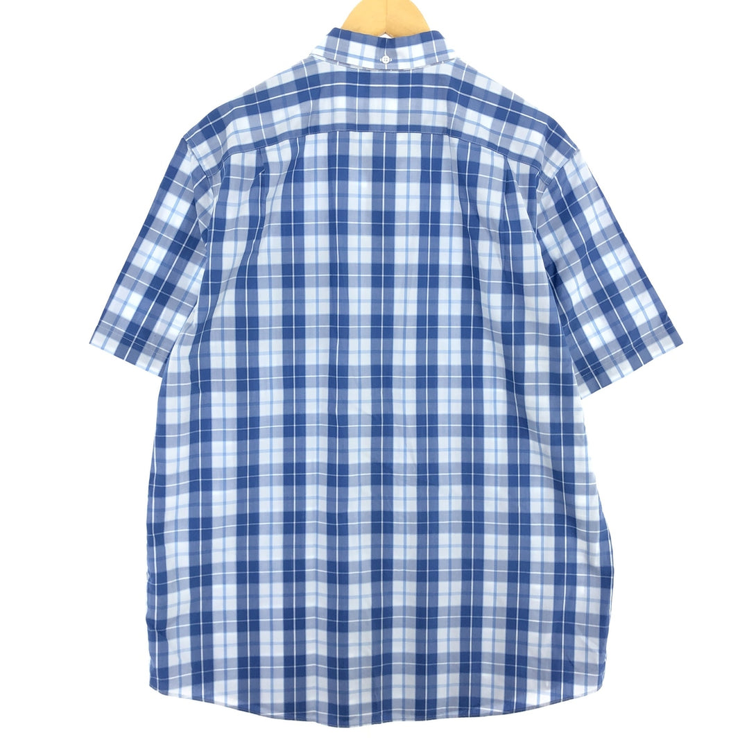 00'S LLBean Button-down short-sleeve cotton check shirt Men's L /eaa456262