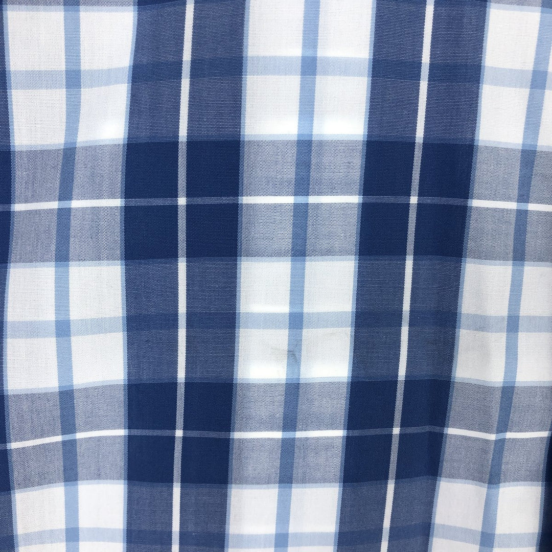 00'S LLBean Button-down short-sleeve cotton check shirt Men's L /eaa456262