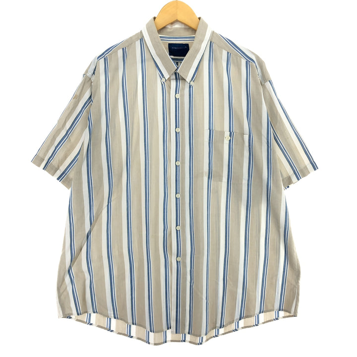 80s-90'S TOWN CRAFT Short Sleeve Button Down Striped Shirt Men's XXL Vintage /eaa456263